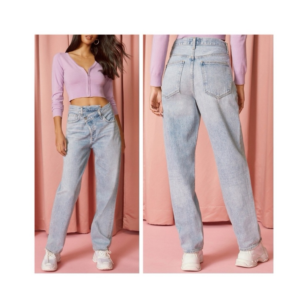 Agolde Criss-Cross Upsized Jeans (Sz 26) High Rise Straight Leg Suburbia